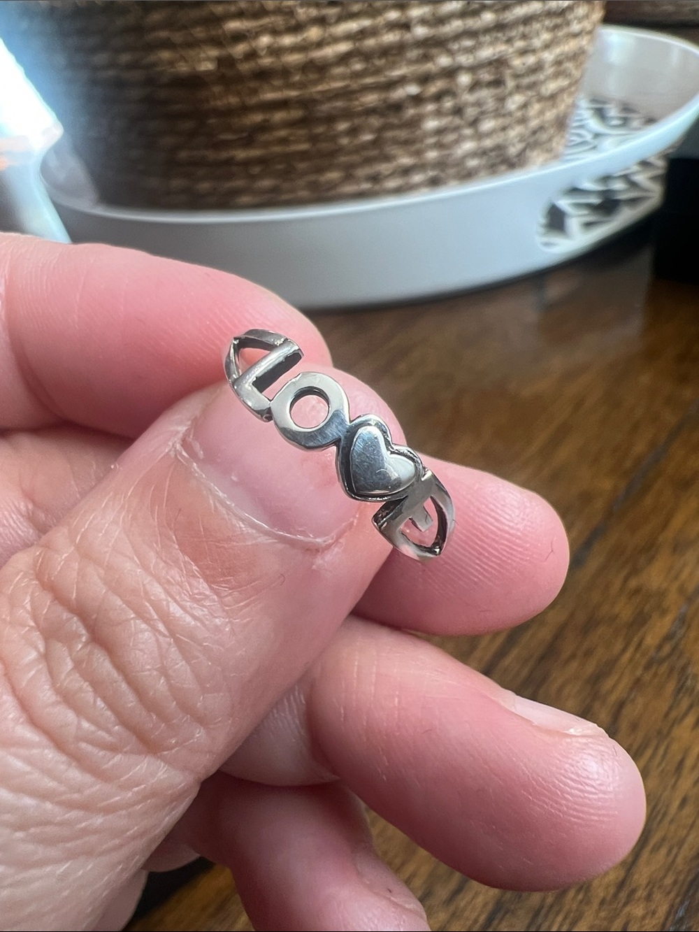 LOVE Heart Sterling Silver Ring Size 8